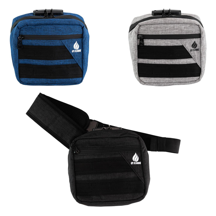Up N Smoke Smell-Proof Locking Crossbody Bag group studio photo on a white background - Up N Smoke