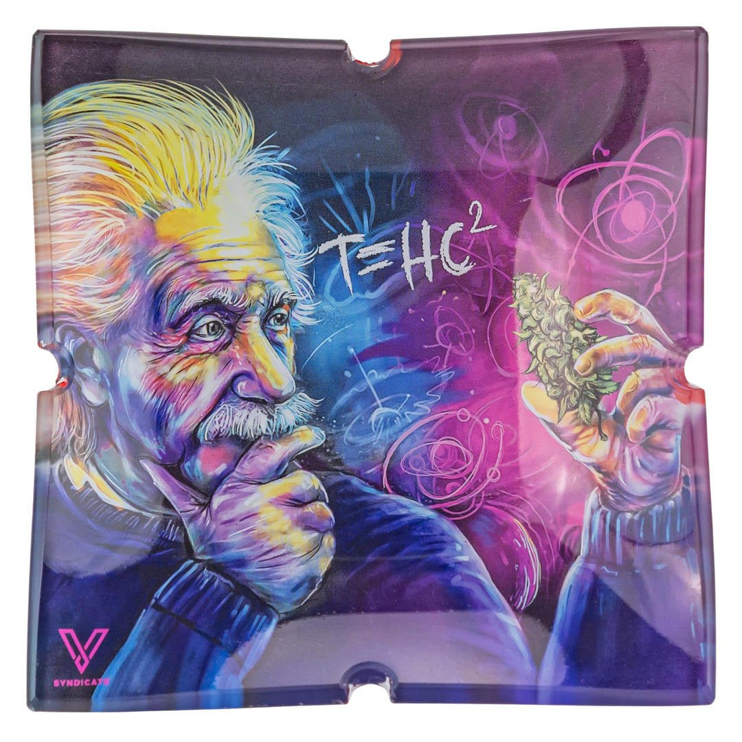 V Syndicate Einstein Classic Glass Ashtray on a white background - Up N Smoke