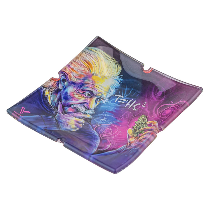 V Syndicate Einstein Classic Glass Ashtray on a white background side angle - Up N Smoke