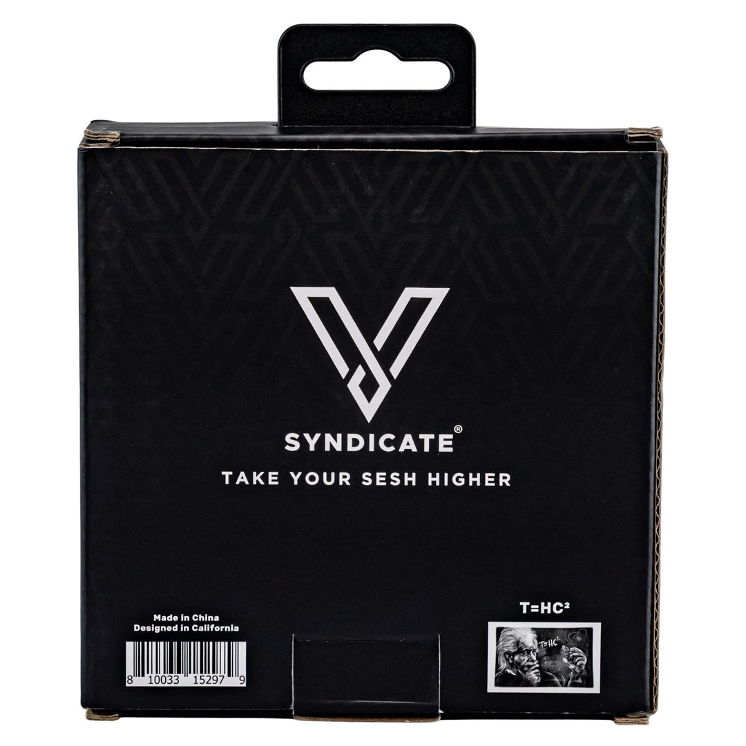 V Syndicate Einstein Classic Glass Ashtray on a white background in packaging back side - Up N Smoke