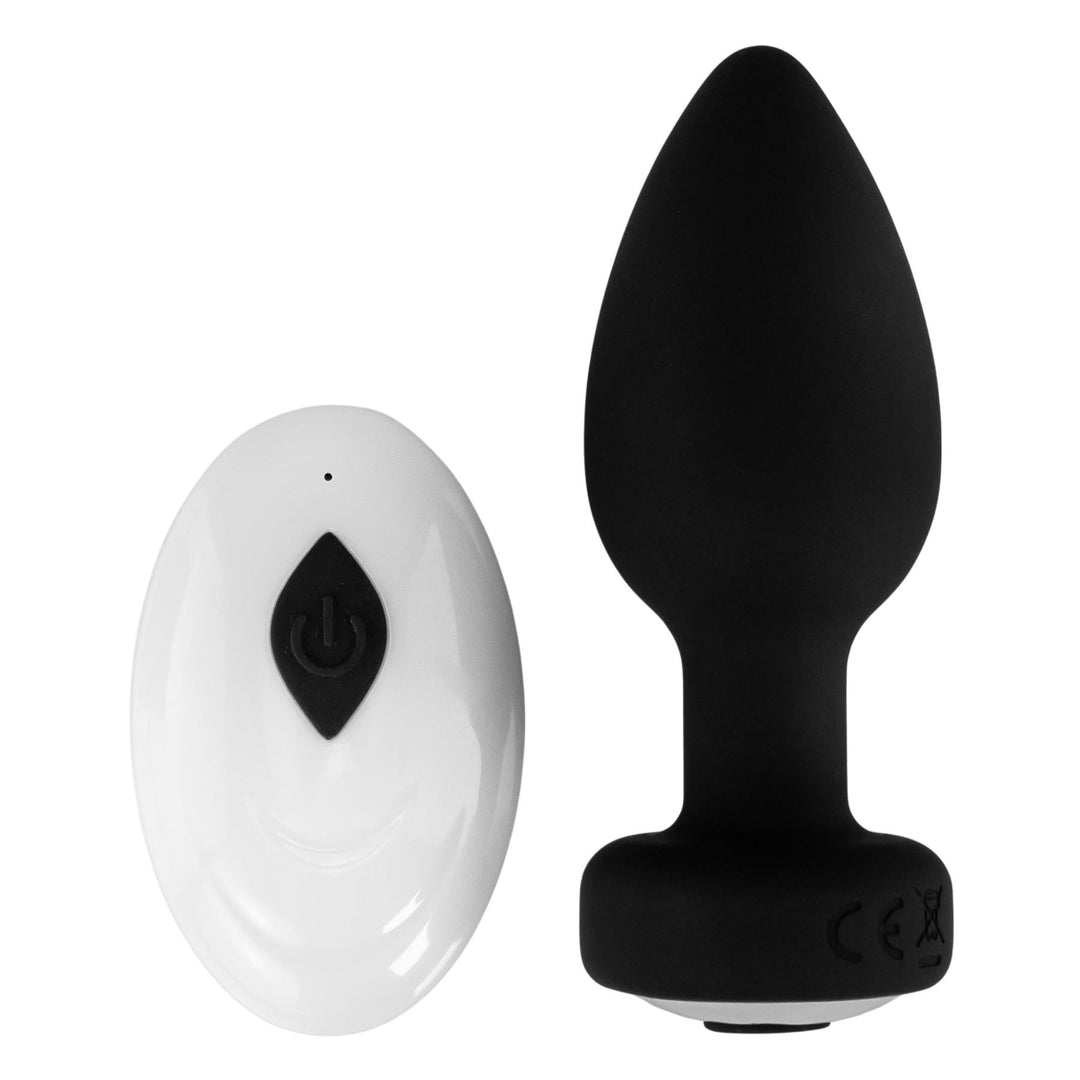 Vibrating Anal Plug black color displayed on a white background - Up N Smoke