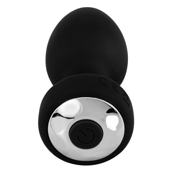 Vibrating Anal Plug black color bottom side displayed on a white background - Up N Smoke