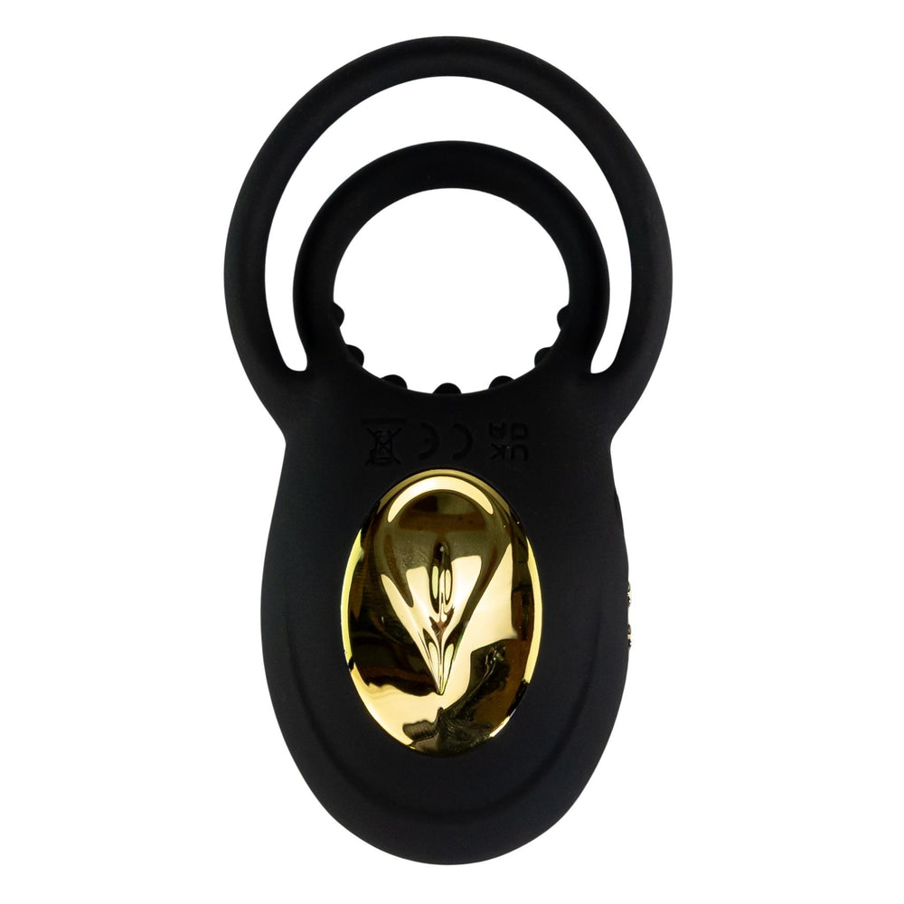 Vibrating Rose Cock Ring black color displayed on a white background - Up N Smoke