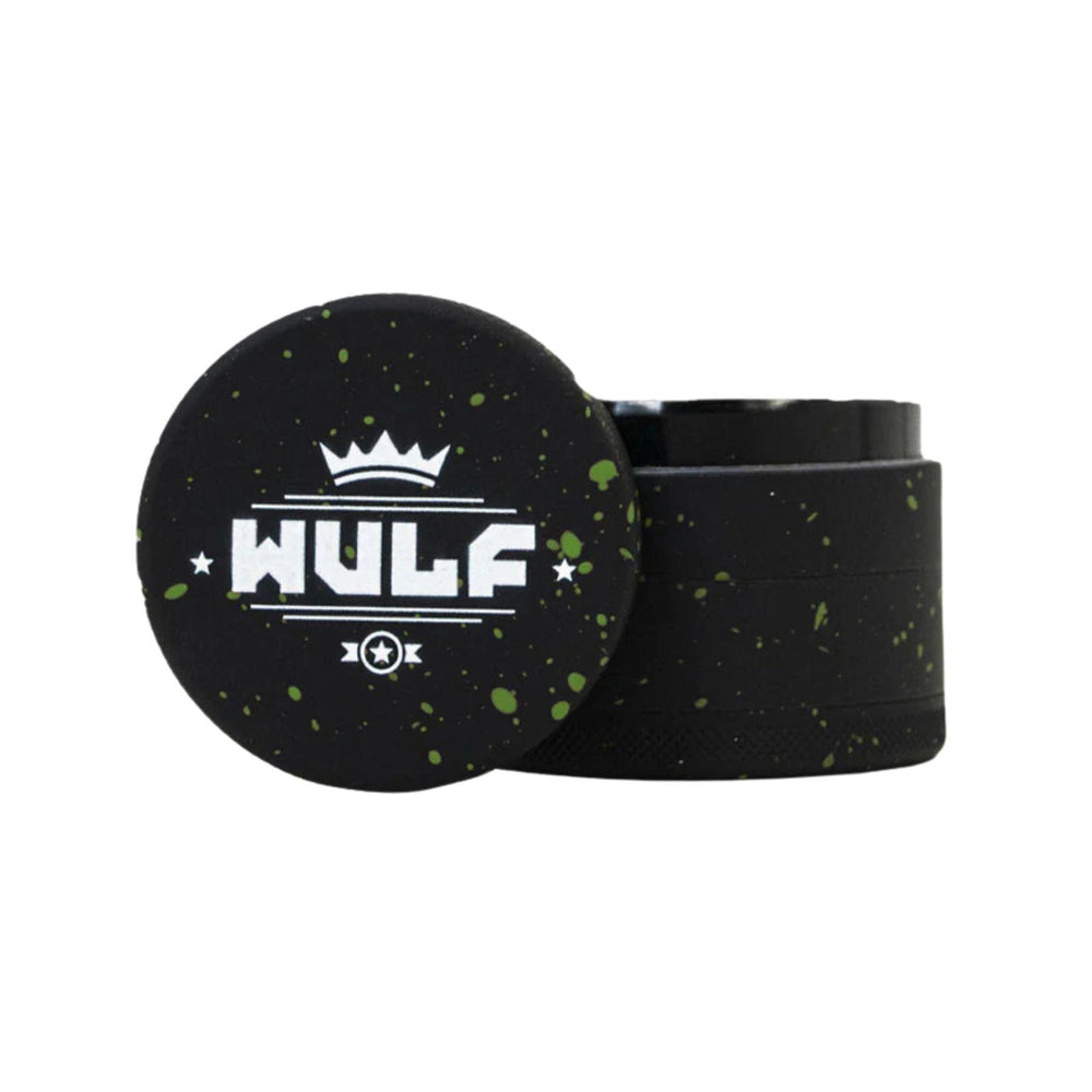 "WULF 4-Piece 50mm Grinder in the color variation Black with Green," - Up N Smoke.