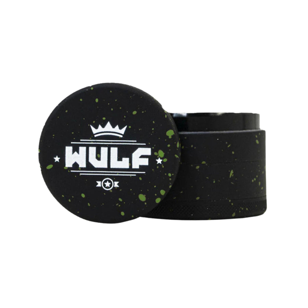 "WULF 4-Piece 50mm Grinder in the color variation Black with Green," - Up N Smoke.