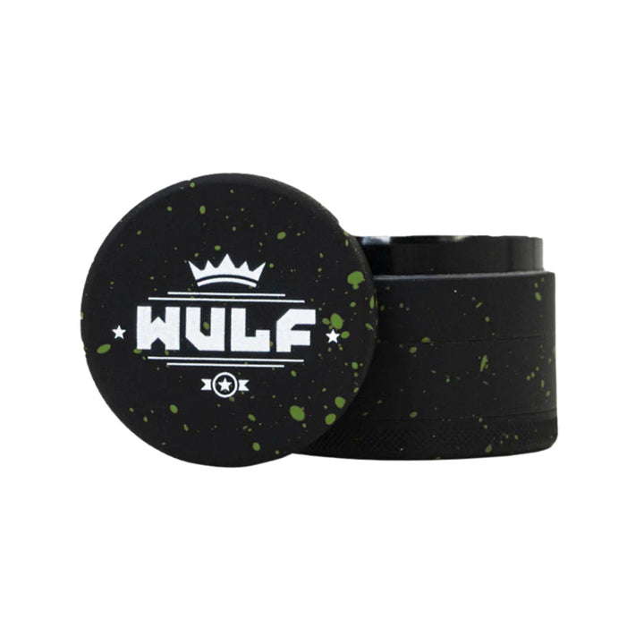 "WULF 4-Piece 50mm Grinder in the color variation Black with Green," - Up N Smoke.