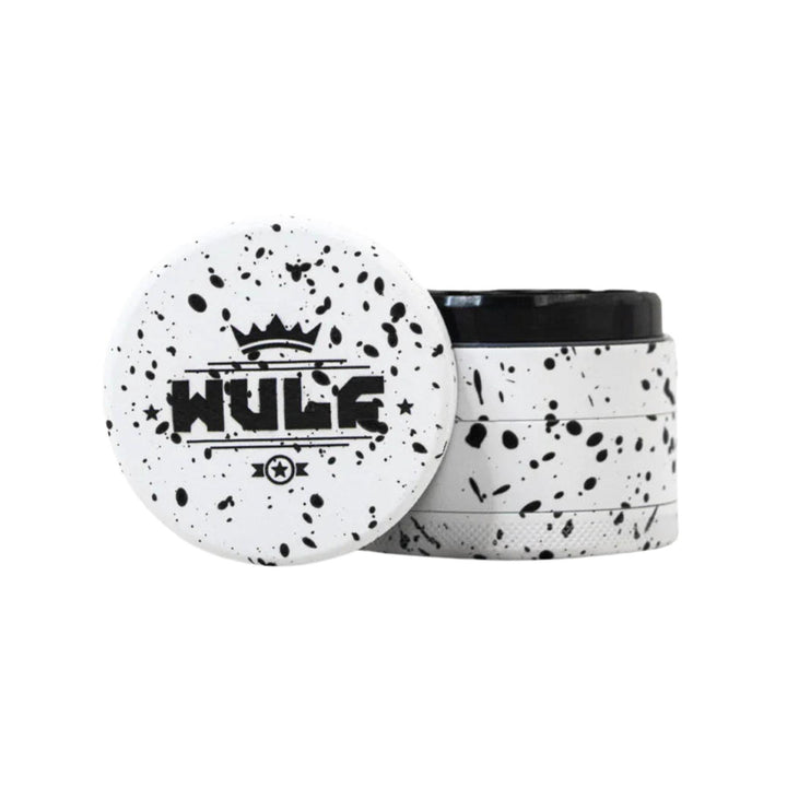 "White and black WULF 4-Piece 50mm Grinder on a white background," - Up N Smoke.