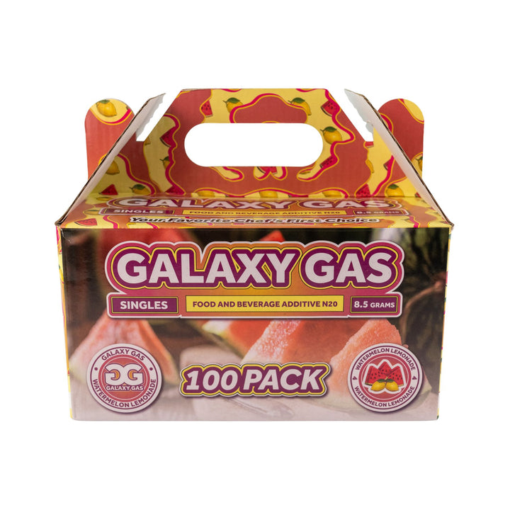 "Front of a Watermelon Lemonade 100ct Galaxy Gas box on a white background," - Up N Smoke.
