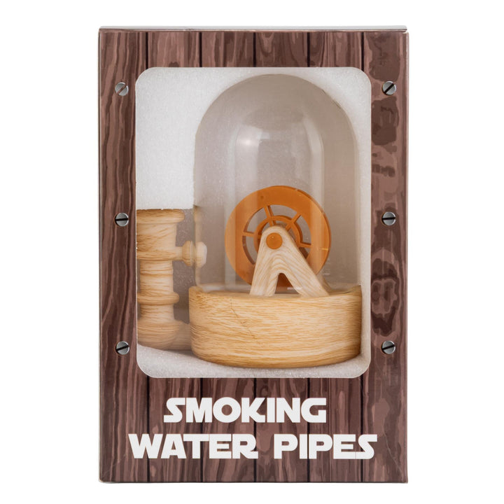Waterwheel Jar Water Pipe displayed on a white background inside packaging - Up N Smoke