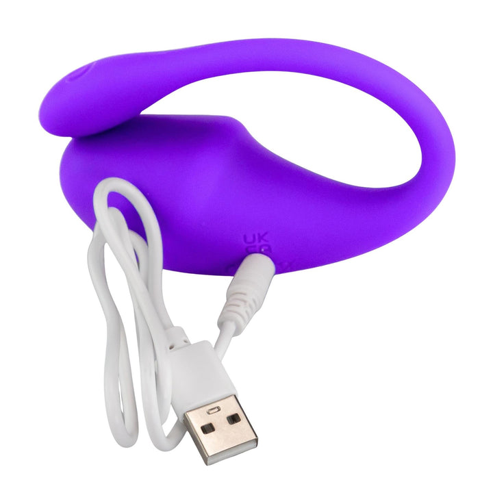 Egg Vibrator Purple with charger on a white background - Up N Smoke