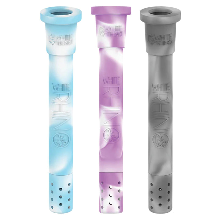 White Rhino Glow in The Dark Adjustable Downstem group photo on a white background - Up N Smoke