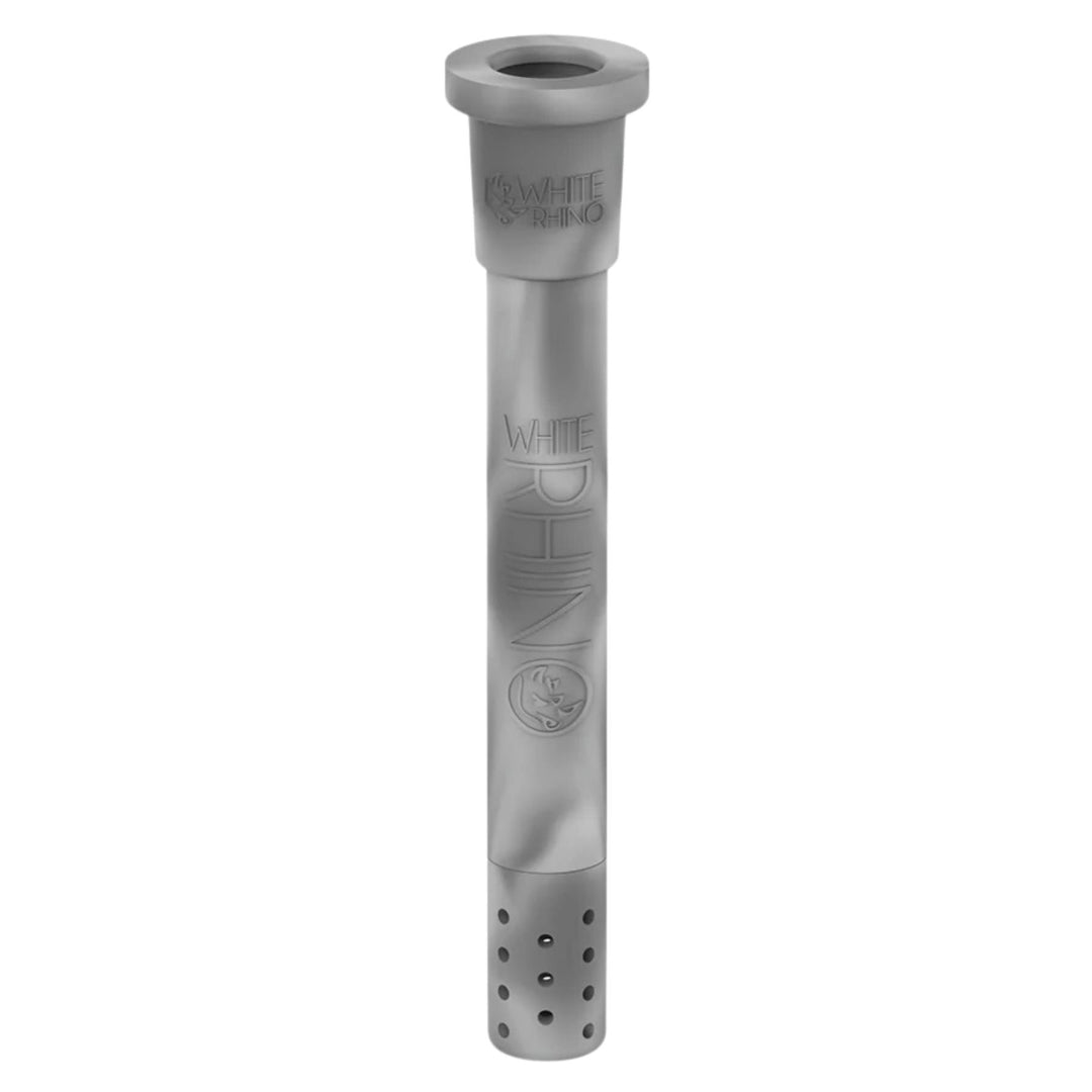 White Rhino Glow in The Dark Adjustable Downstem grey on a white background - Up N Smoke