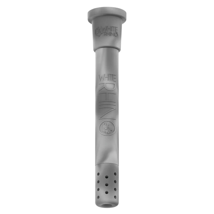 White Rhino Glow in The Dark Adjustable Downstem grey low angle on a white background - Up N Smoke