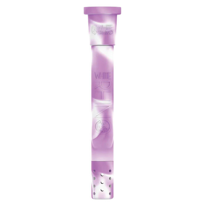 White Rhino Glow in The Dark Adjustable Downstem Purple front angle on a white background - Up N Smoke