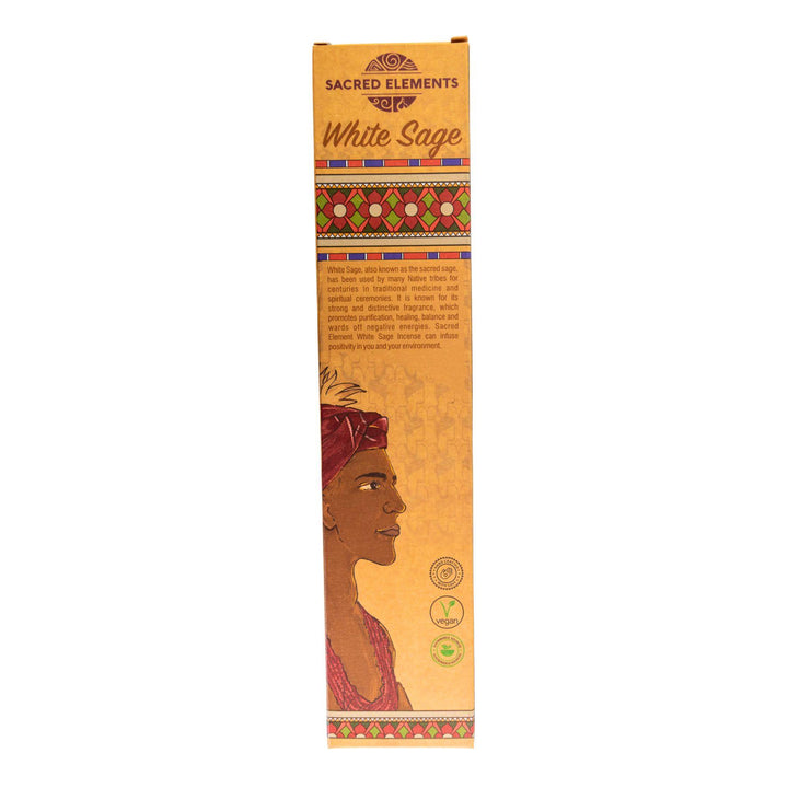 HEM Sacred Elements Incense Sticks White Sage back side displayed on a white background - Up N Smoke