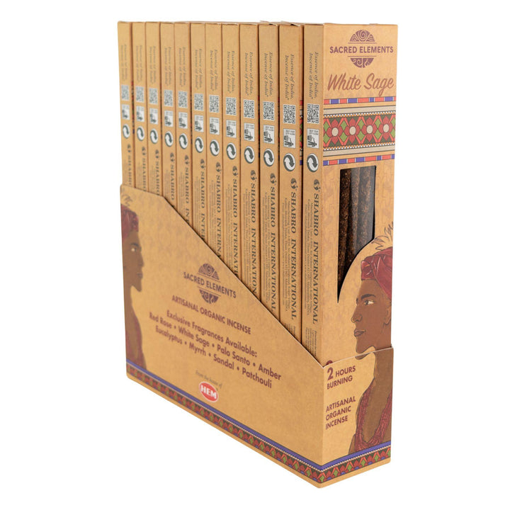 HEM Sacred Elements Incense Sticks White Sage display displayed on a white background - Up N Smoke