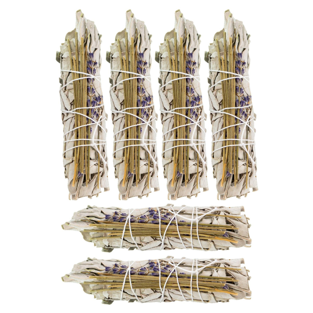 White Sage with Lavender Smudge Stick 6 count on a white background - Up N Smoke