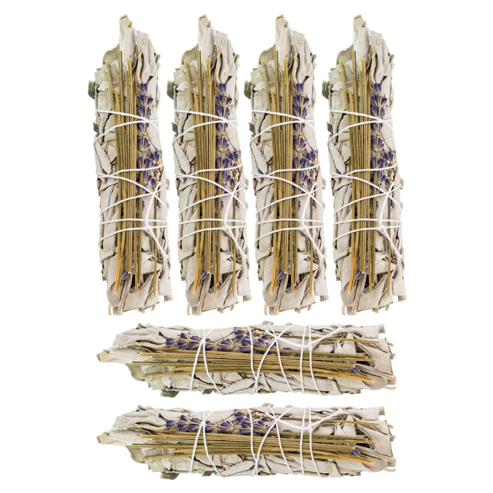 White Sage with Lavender Smudge Stick 6 count on a white background - Up N Smoke