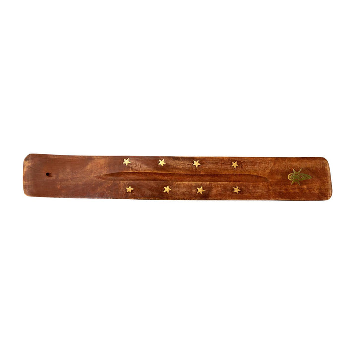 "10'' Wooden Incense Burner with a golden goddess embellishment at the base," - Up N Smoke.