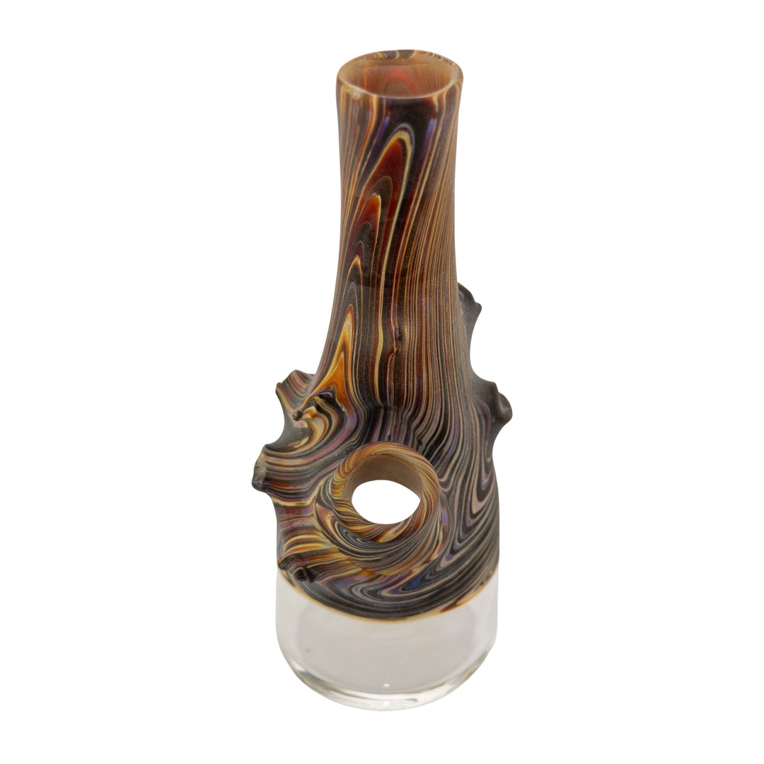 "Front of a Woodgrain Sake Water Pipe made in America by Wazoo Glass on a white background," - Up N Smoke.