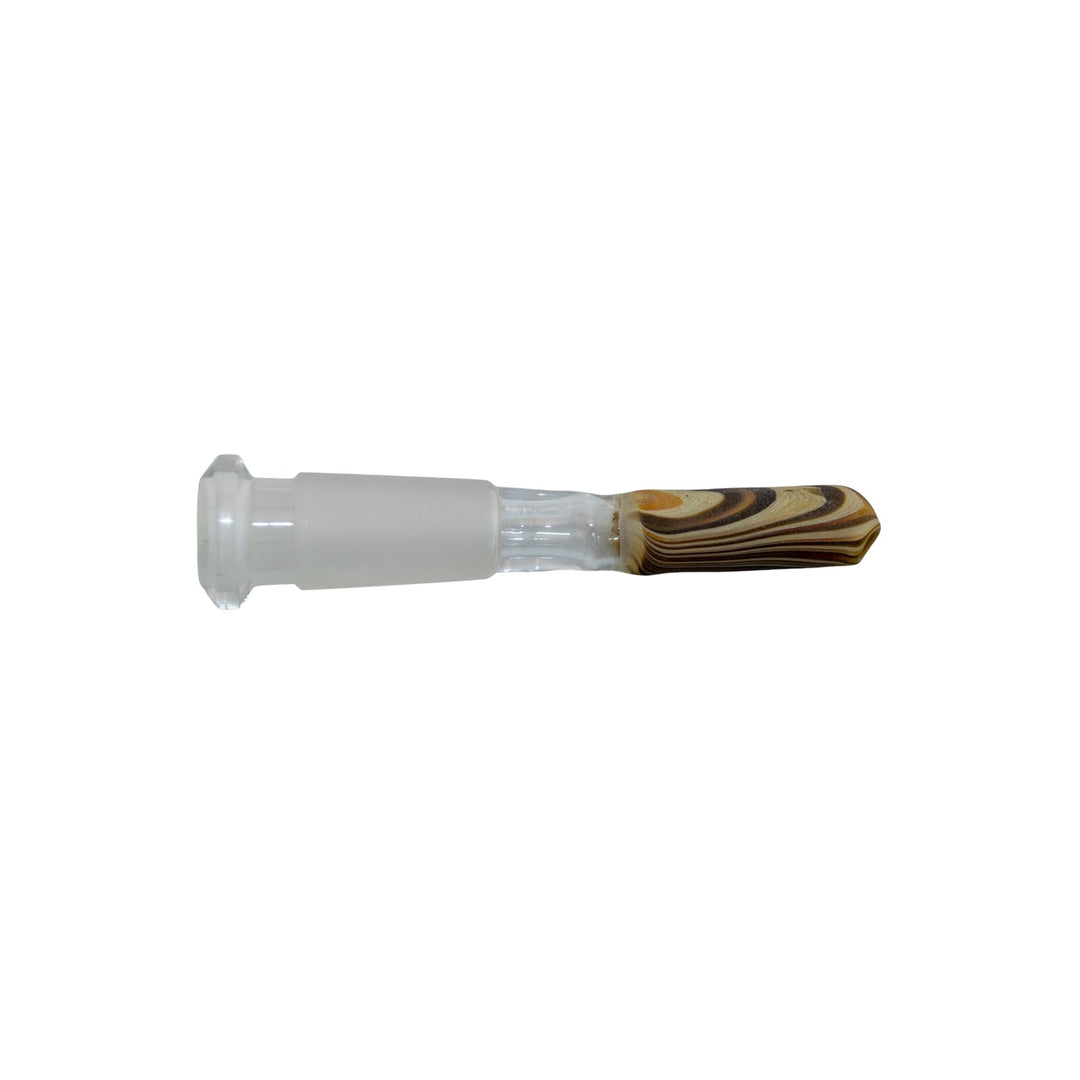 "Downstem for the Woodgrain Sake Water Pipe made by Wazoo Glass on a white background," - Up N Smoke.