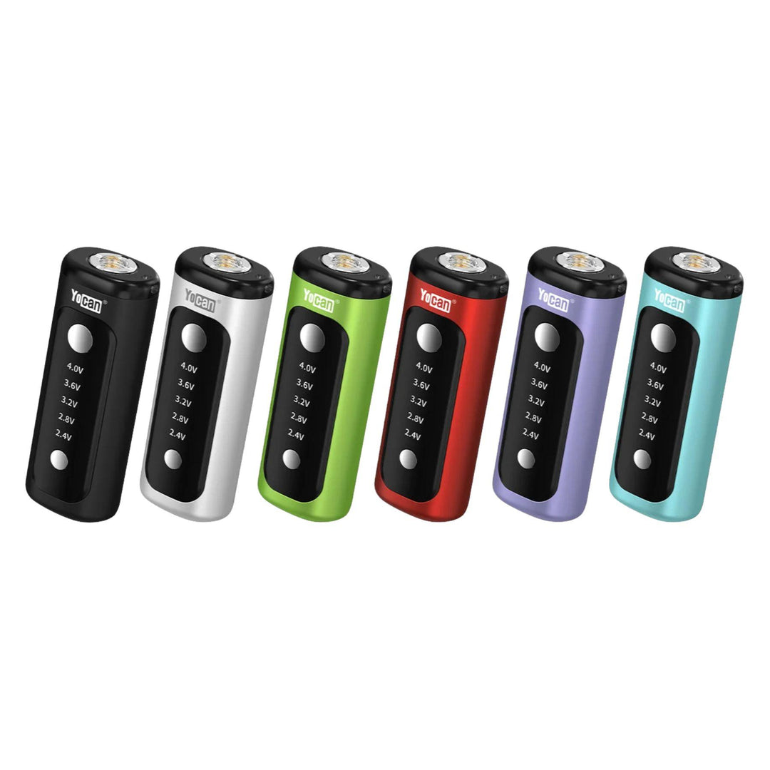 "Group of six Yocan Kodo Plus 510 Cart Batteries on a white background," - Up N Smoke.