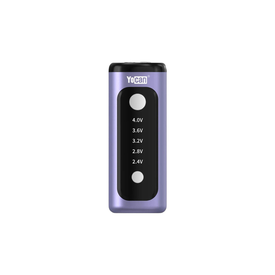 "Purple Yocan Kodo Plus 510 Cart Battery on a white background," - Up N Smoke.