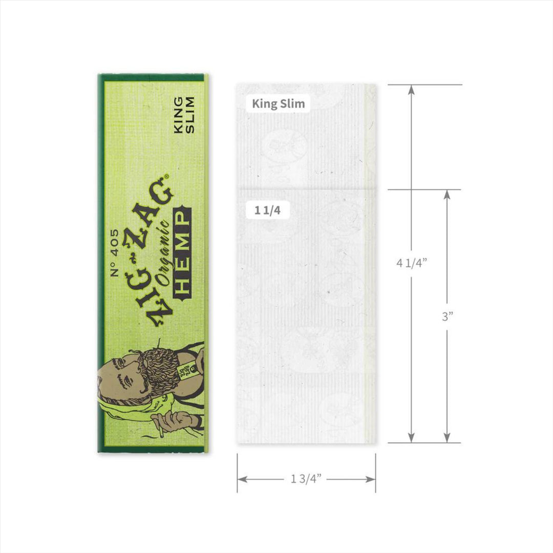 "Graphic displaying the size of a Zig Zag Organic Rolling Papers booklet. These papers are made from organic materials and offer a smooth smoking experience." - Up N Smoke.