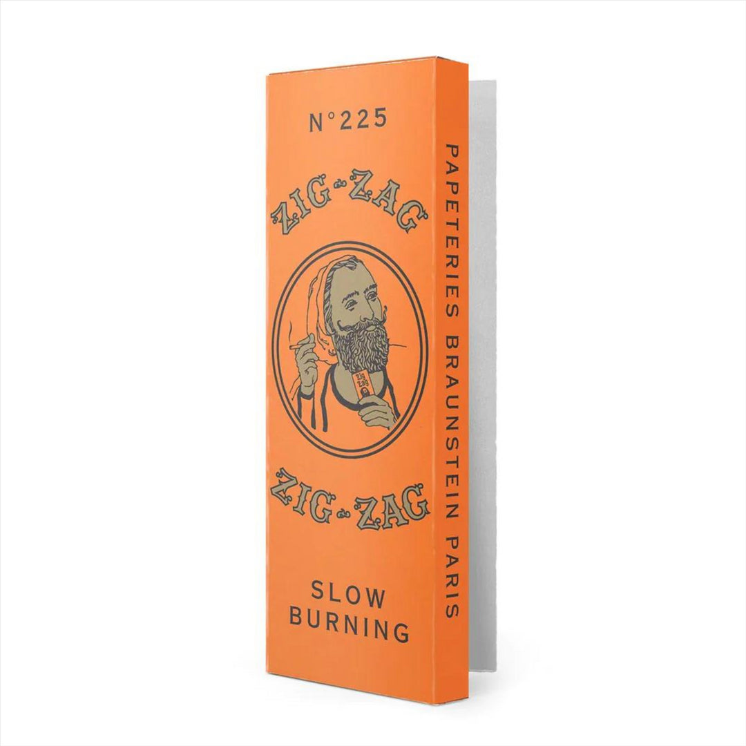 "Booklet of Zig Zag French Orange 1 1/4 Rolling Papers, known for their even and slow burn, providing a superior smoking experience. Made in France." - Up N Smoke.