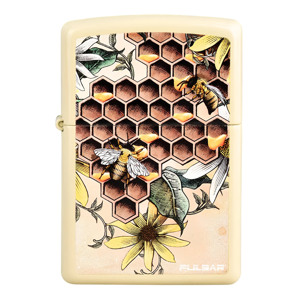 Zippo Lighter Busy Bee design displayed on a white background - Up N Smoke