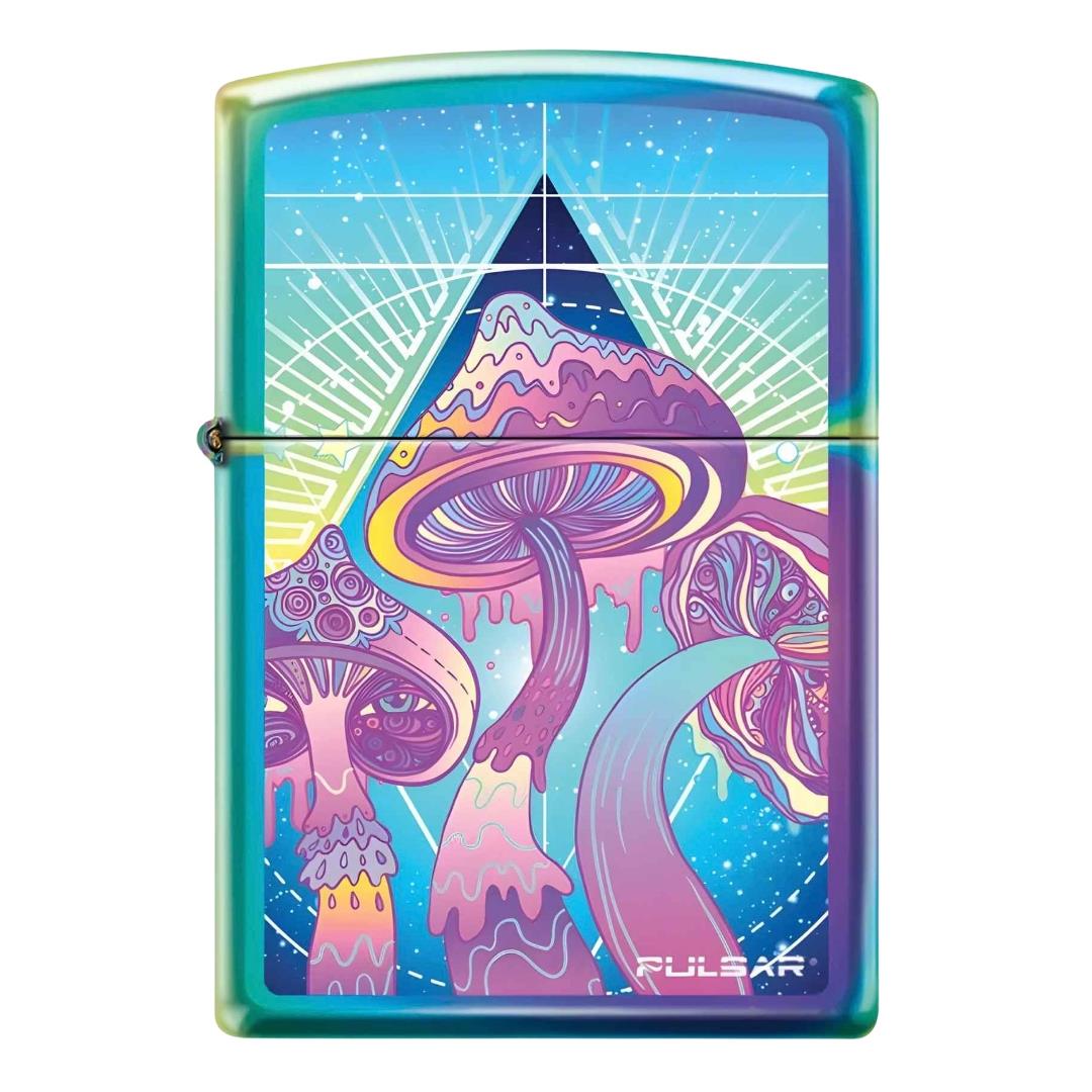 Zippo Lighter Mellting Shroom design displayed on a white background - Up N Smoke