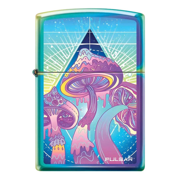Zippo Lighter Mellting Shroom design displayed on a white background - Up N Smoke