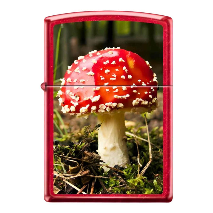 Zippo Lighter Red Shroom design displayed on a white background - Up N Smoke