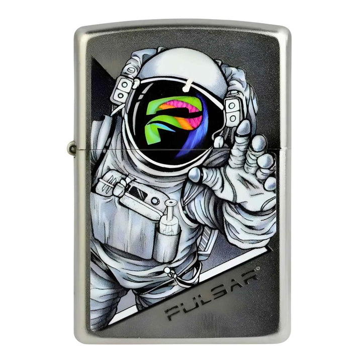 Zippo Lighter Spaceman design displayed on a white background - Up N Smoke