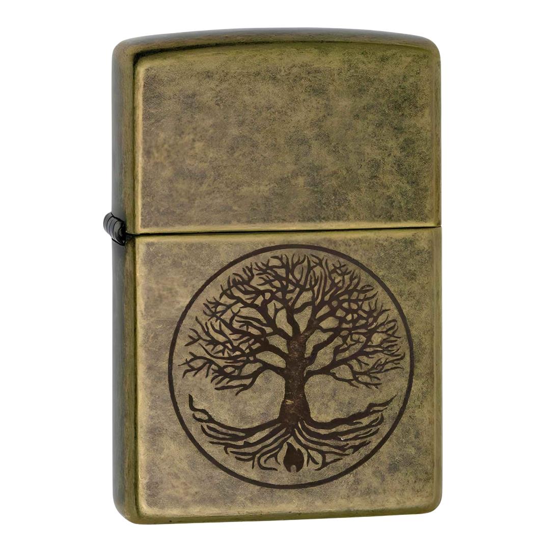 Zippo Lighter Tree Of Life design displayed on a white background - Up N Smoke
