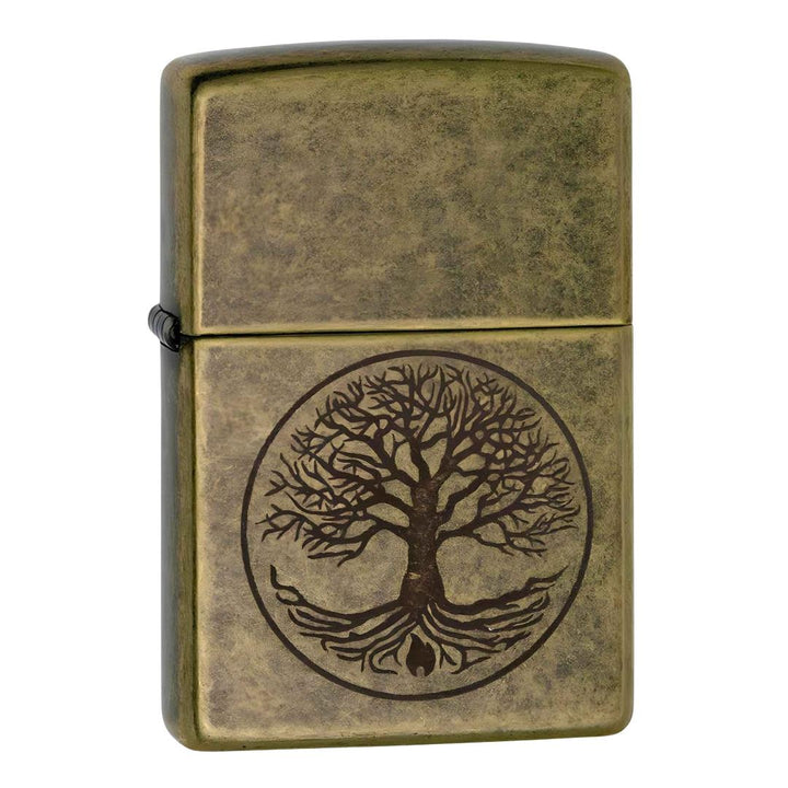 Zippo Lighter Tree Of Life design displayed on a white background - Up N Smoke