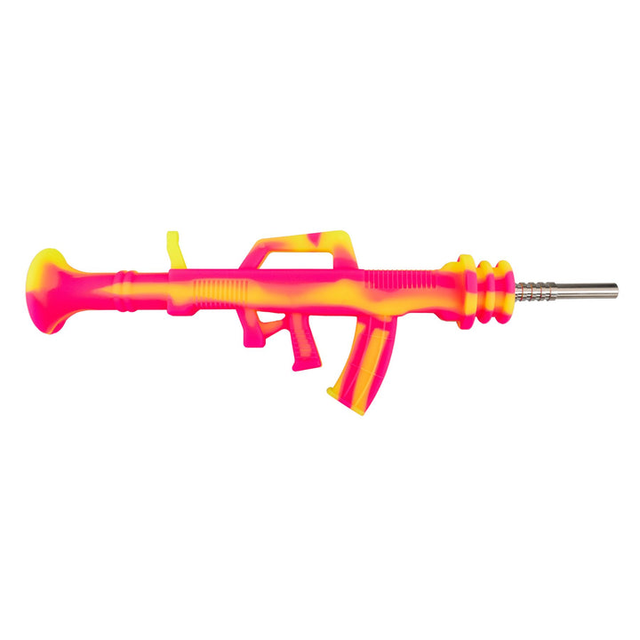 "Right-side view of an AK-47 Silicone Nectar Collector that is used to consume concentrates," - Up N Smoke.