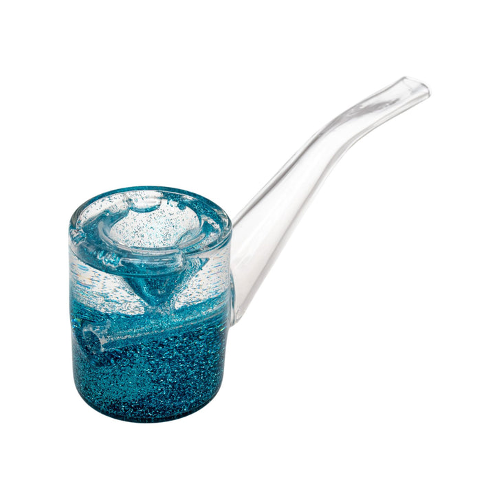 "Tilted-view of a light blue Pulsar Glycerin Hammer on a white background," - Up N Smoke.