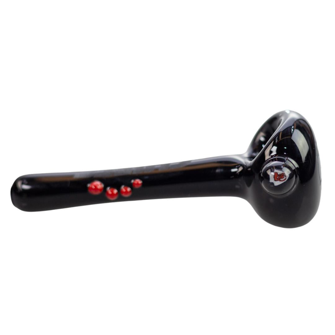 Right side view of a Kansas City Chiefs hand pipe featuring the Kansas City Chiefs arrowhead logo within the marble on the head of the pipe. - Up N Smoke.