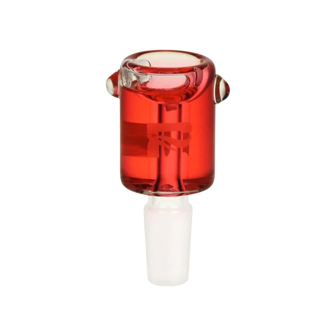 "Red borosilicate glass Glycerin Pulsar Herb Slide on a white background," - Up N Smoke.