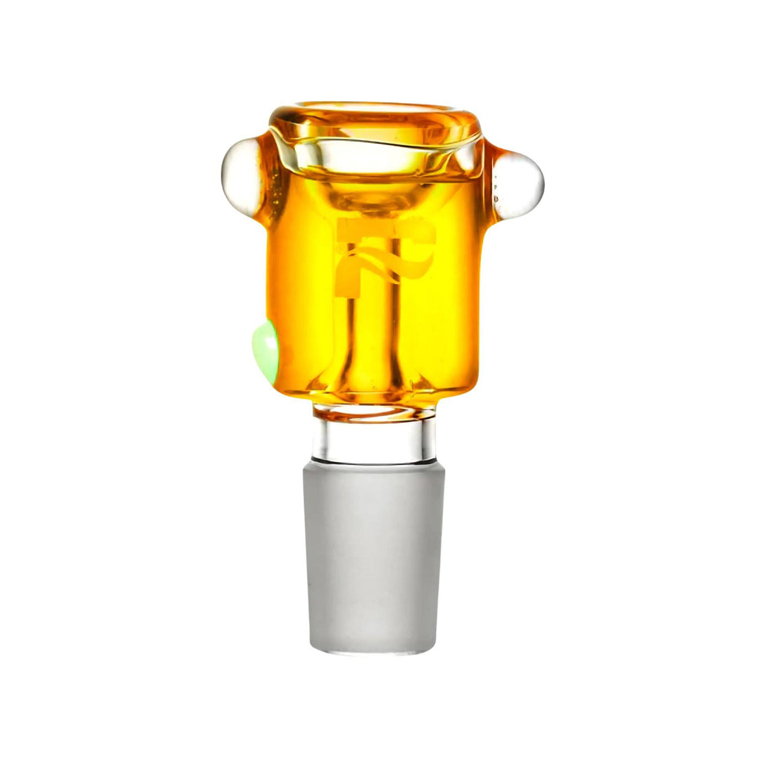 "Yellow Pulsar Glycerin Herb Slide on a white background. This item can be frozen for cooler sessions," - Up N Smoke.