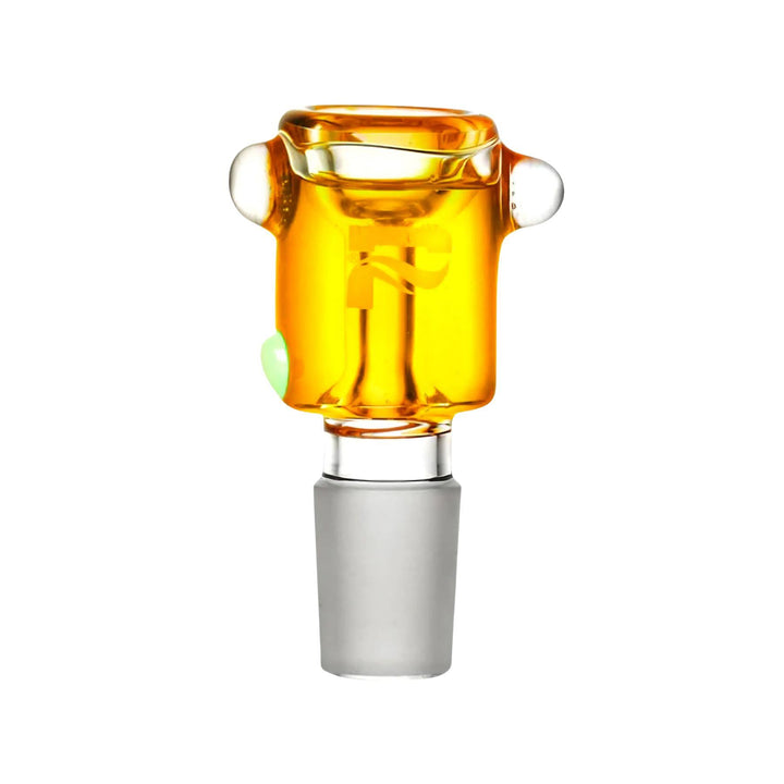 "Yellow Pulsar Glycerin Herb Slide on a white background. This item can be frozen for cooler sessions," - Up N Smoke.