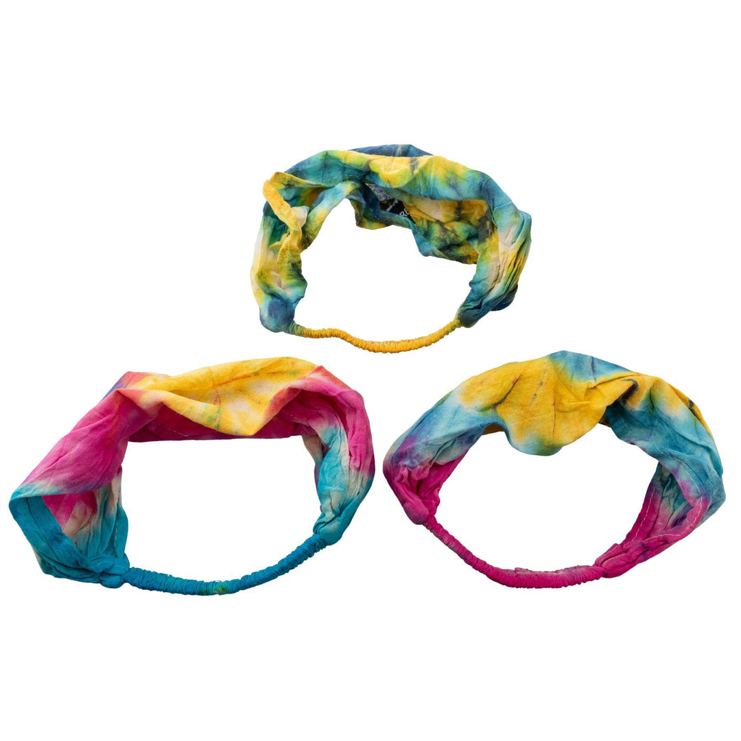 "Three Thread Heads Tie-Dye Headbands on a white background," - Up N Smoke.
