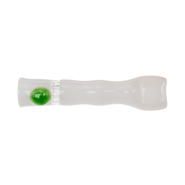 "White and green Blazing Glass Chillum that features a honeycomb screen," - Up N Smoke.