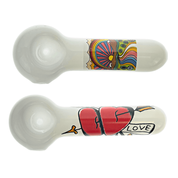 JF White Pipe with Art-Work - Up N Smoke